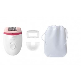 Epilator Philips Satinelle BRE255/00, 2 viteze, Opti-light, cap de epilare lavabil, 3 accesorii, alb/roz
